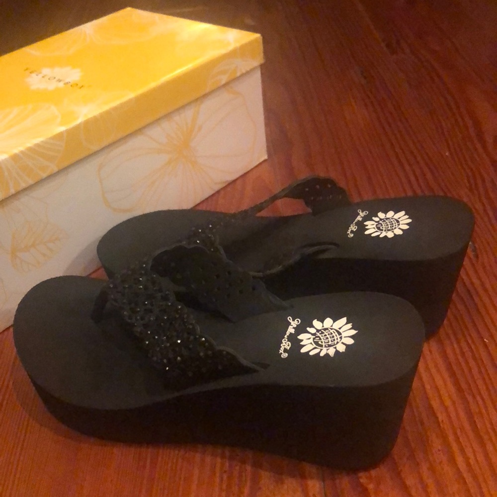 Yellow Box Wedge Flip Flops
